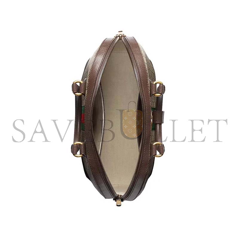 g*u*i gg S*p*e monogram textured dollar calfskin web small ophidia savoy bowling tote 724654 (43.5*39*21cm)